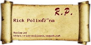 Rick Polixéna névjegykártya